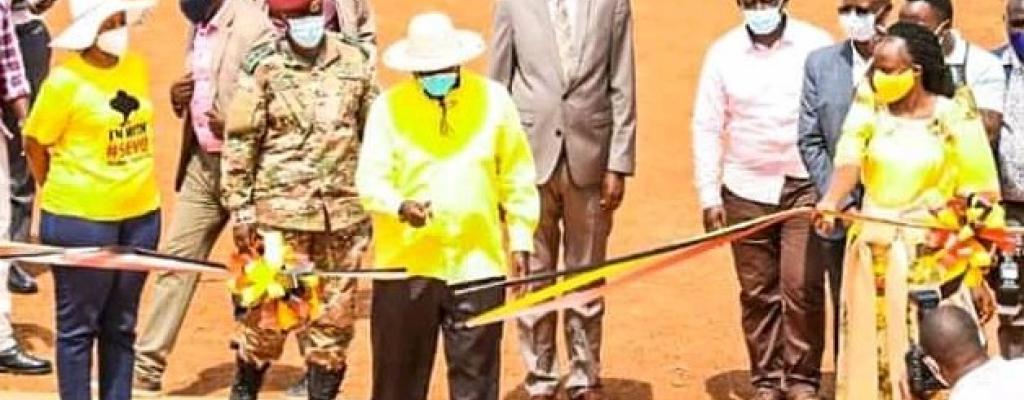 His excellence Mr Yoweri Kaguta Museveni & Hon Mukisa Robina Hope during the commissioning of the 300 seater MV-Sigulu His excellence Mr Yoweri Kaguta Museveni